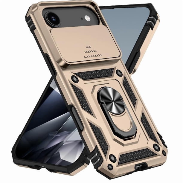 Funda Resistente Anillo Soporte iPhone 17 Air Privacidad Cámara Montaje Magnético Oro