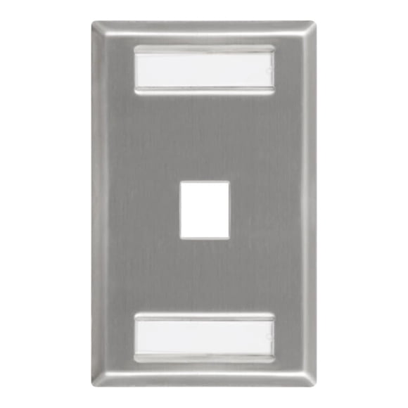 Placa de pared ICC Station ID de 1 puerto, una sola unidad, acero inoxidable