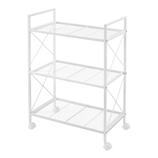 Estante de almacenamiento SONGMICS de metal de 3 niveles con ruedas de 60 cm de ancho, blanco