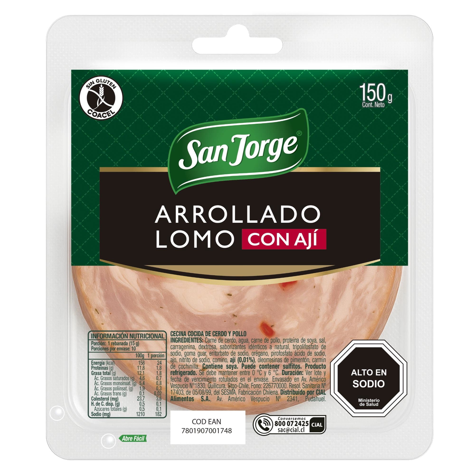 Arrollado De Lomo Con Ají 150 gr San Jorge