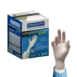 Top Glove - Guantes Quirúrgicos De Látex Estériles 7.5 Levemente Empolvados, 50 Un