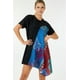 thumbnail image 1 of Saronite Blusa Tipo Túnica Elástica de Manga Corta con Estampado de Pañuelo, Negra/azul (para Mujer), 1 of 5