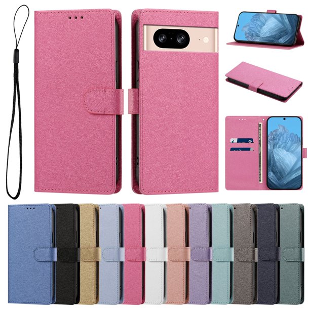 Cartera Funda para Google Pixel 8 Carga Inalámbrica, Rojo Rosa