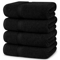 Aura Zeus - Juego De 4 Toallas Faciales 32X32Cm Algodon 500G Set Baño Az Negro