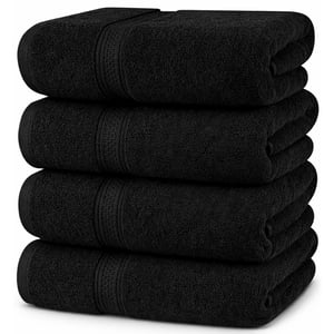 Aura Zeus - Juego De 4 Toallas Faciales 32X32Cm Algodon 500G Set Baño Az Negro