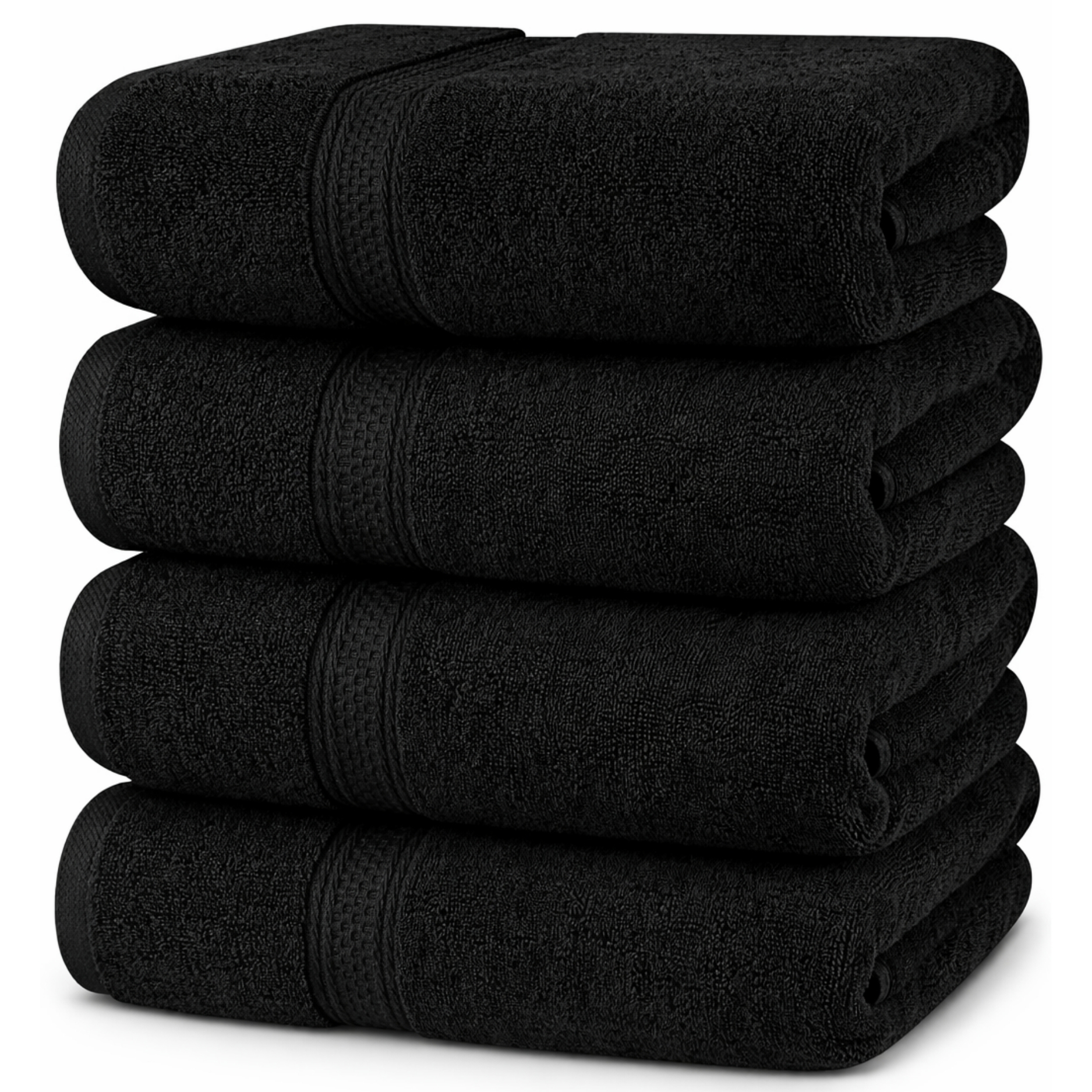 Aura Zeus - Juego De 4 Toallas Faciales 32X32Cm Algodon 500G Set Baño Az Negro