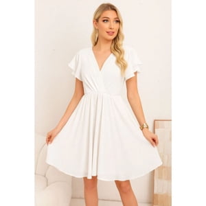 Likeshop - Vestido Midi Mujer Manga Corta Semi Formal Liso Colores 3398