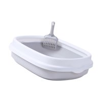 Magideal - Caja De Arena Para Gatos Semicerrada, Bandeja Para Perros Con Bandeja De Cama Elevada, Caja De Arena De Fácil Limpieza, Inodoro Portátil Duradero Para Gris Medio