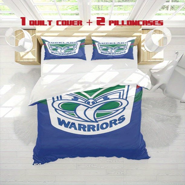 3pcs Oakland Warriors Logo Stripe Print Three Piece Bedding Set Soft Quilt Cover And Two Pillowcases