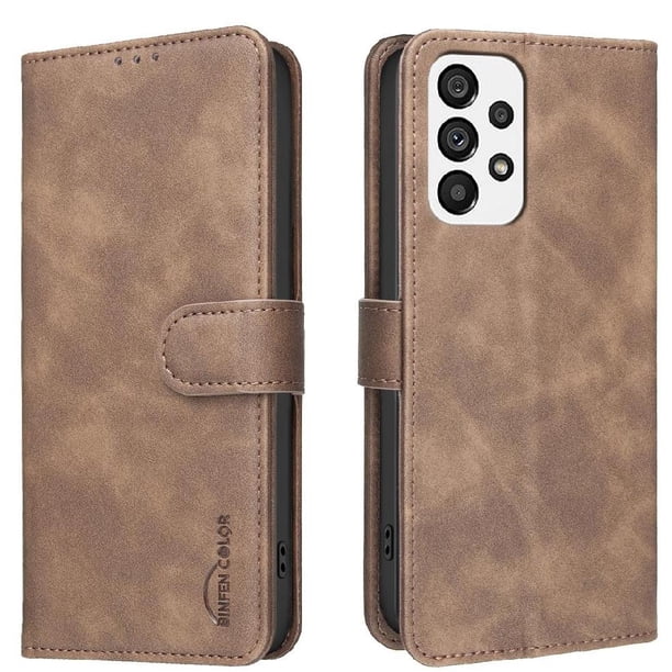 Funda Billetera para Samsung Galaxy A73 Protección RFID y Soporte Ajustable Marrón