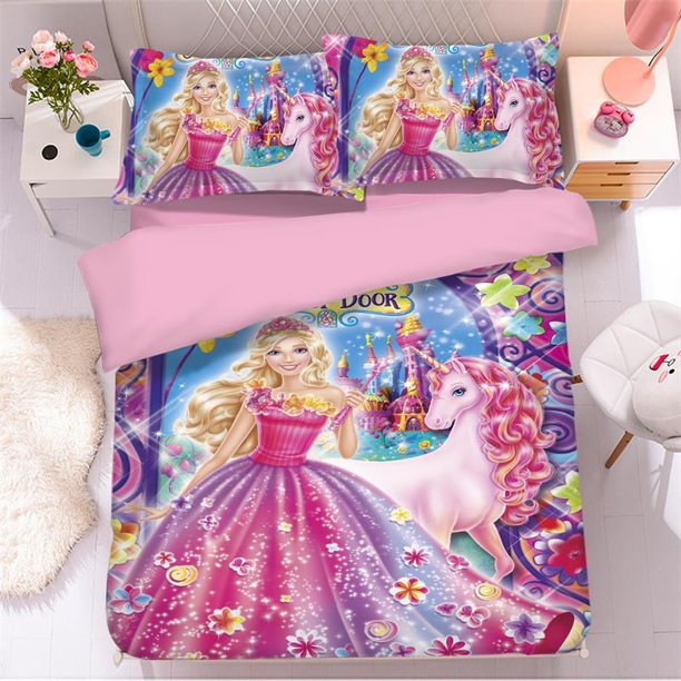 Barbie King Size Bedding Sets Anime Figure Barbie Cosplay Cute Bed Quilt Covers Pillowcases Bedroom Duvet Cover Sets Bed Sheets