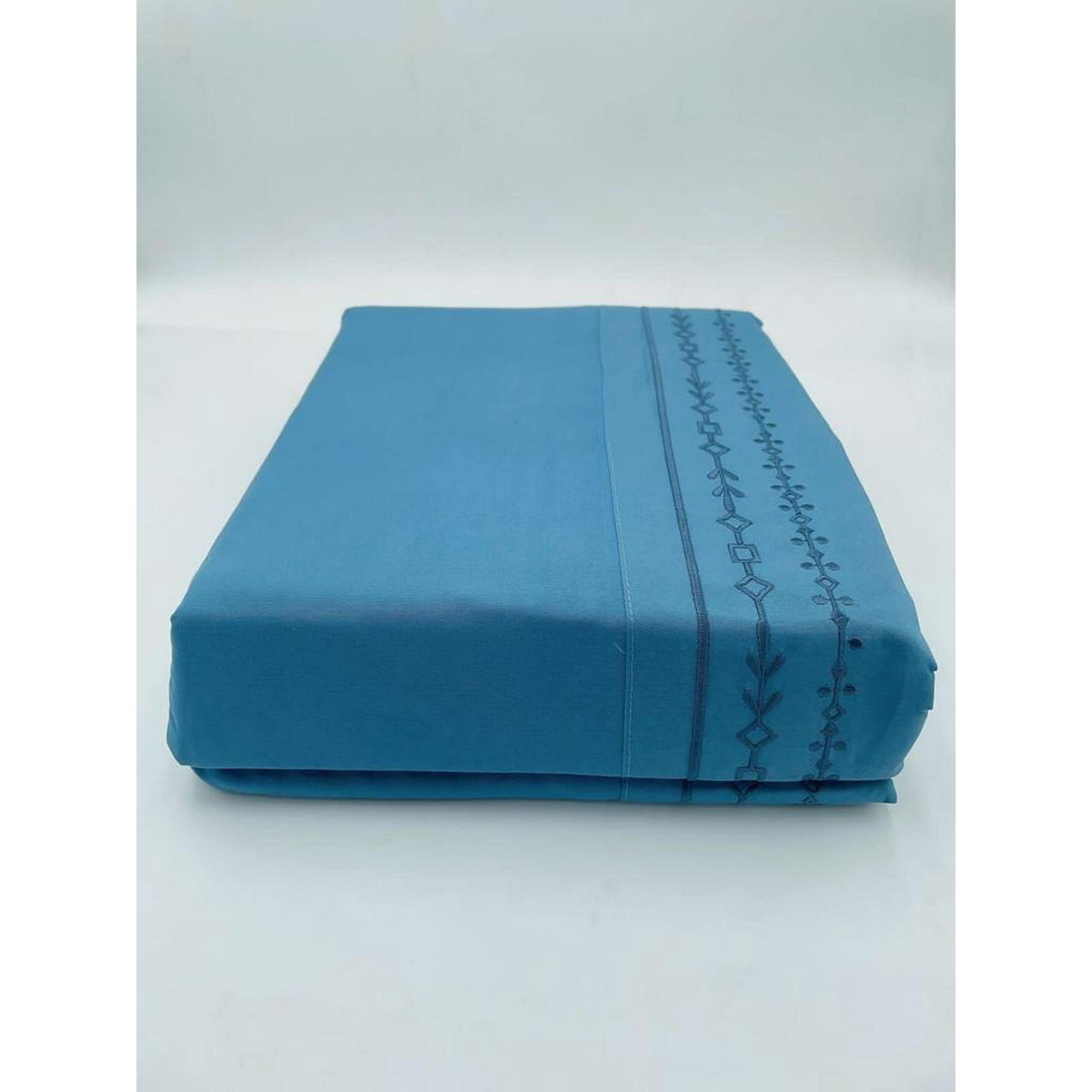 Todo Hogar Santiago De Chile - Juego De Sabana Bordada King Azul