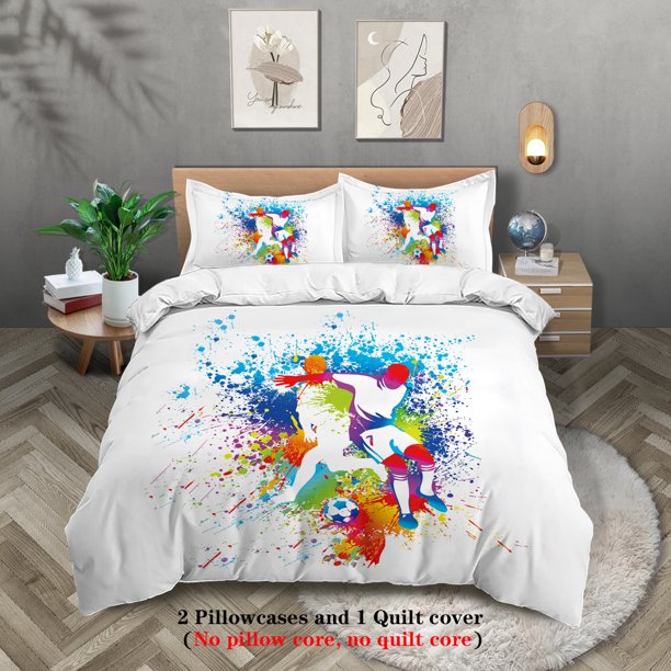 x653 Bed Sheets-piece down duvet cover cartoon cool football player pattern print ( duvet cover pillowcases, no core) bedding set 3-Piece Bedding Set (1 Duvet Cover + 2 Pillow Shams) nj653