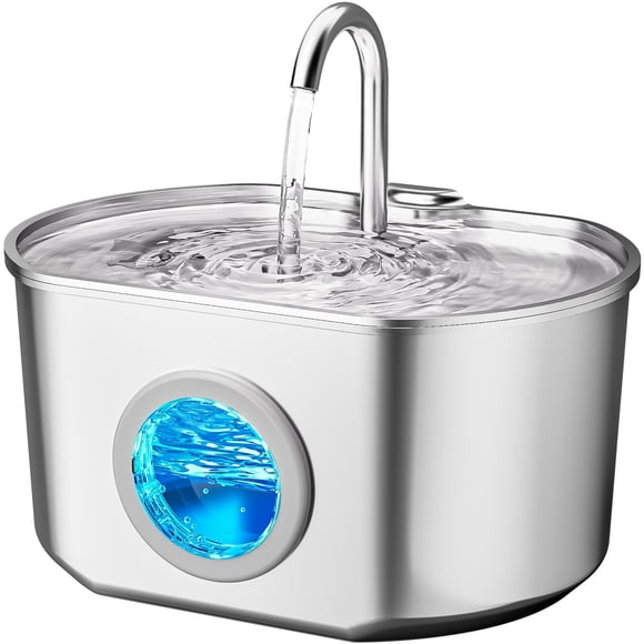 Fuente de agua Neareal Cat de acero inoxidable de 2,2 litros con ventana