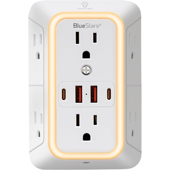 Alargador de pared BlueStars de 6 tomas y 4 puertos USB, 1050 J