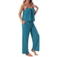 thumbnail image 4 of INSPIRE CHIC Conjunto de Pijama para Mujer, Top de Tirantes Plisado y Pantalones, Tejido Elástico Suave, Conjuntos de Verano 2026 con Bolsillos, 2XL Azul, 4 of 5