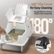 thumbnail image 2 of Caja de arena para gatos Eosarcu de acero inoxidable con tapa abatible XL, color blanco, 2 of 8