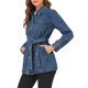 thumbnail image 4 of INSPIRE CHIC Chaquetas de Jean para Mujeres de Regreso a Clases Mangas Largas Cinturón Abotonado Chaqueta Casual de Mezclilla L Azul Medio, 4 of 8