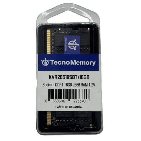 Memoria Ram Tecnomemory Sodimm Ddr4 16gb 2666mhz Kvr26s19s8t/16gb