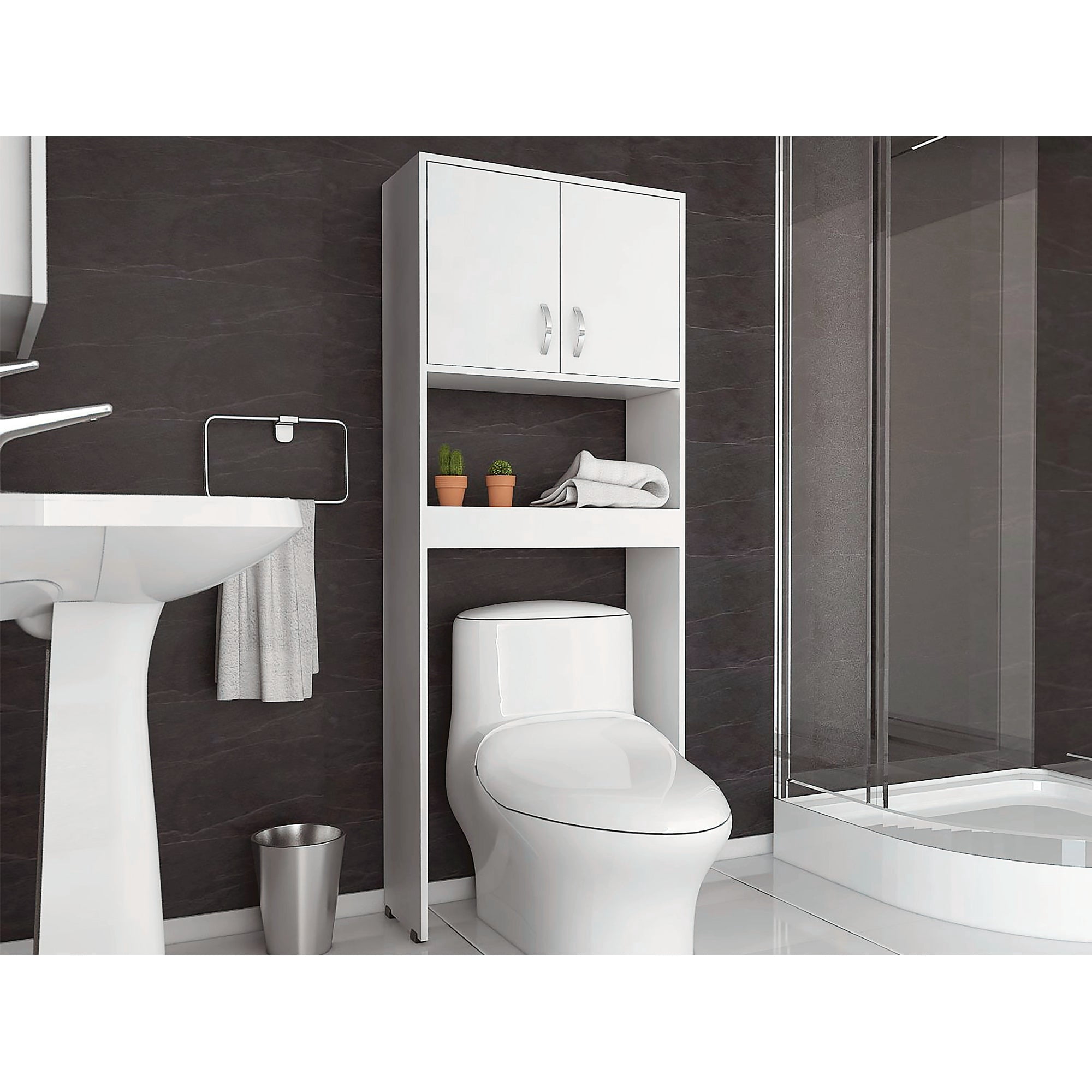 Tuhome - Estante Wc Barcelona 160x63x25,5 Cm 2 Puertas Blanco