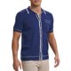 thumbnail image 5 of INSPIRE CHIC Camisa de punto para hombre de regreso a clases con botones, manga corta, ligera, casual, de verano, polo tejido, talla S, azul oscuro, 5 of 6