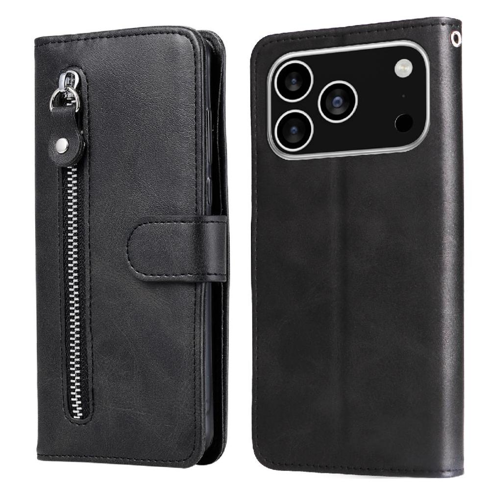 Gangxun - Funda Con Cremallera Para Iphone 17 Pro, Carcasa Cartera De Cuero Pu Con Soporte Y Tarjetero