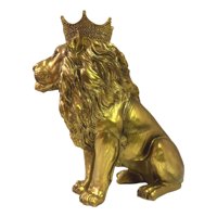 Genérico - Figura Estatua León Sentado Decoración Dorado Jhn