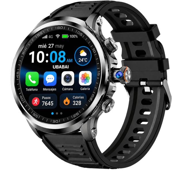 Smartwatch Android 4G UBABAI con SIM Pantalla AMOLED 1.95" Cámara Giratoria 9MP GPS y WiFi 3GB Ram +32GB Rom