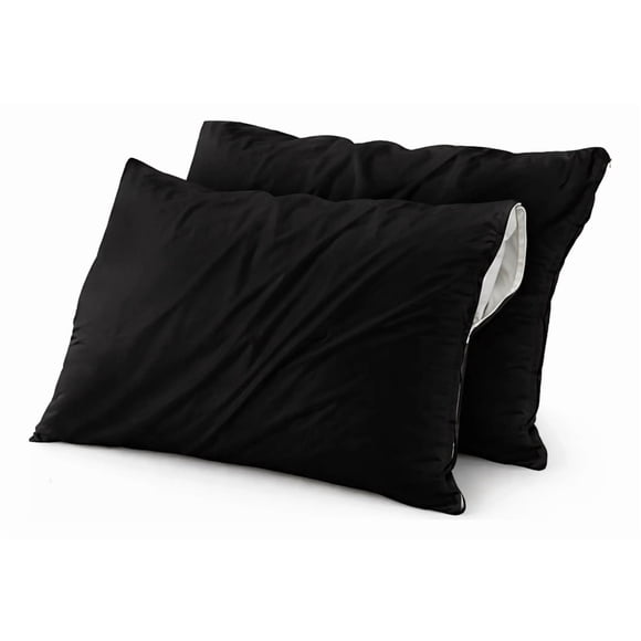 Set De 2 Fundas Para Almohadas Impermeables 50 X 70 Cm Antimanchas Negro