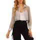 thumbnail image 1 of INSPIRE CHIC Camisa de Mujer con Botones al Frente, Cuello en Punta, Malla Transparente, Mangas Largas, Talla XS, Gris, 1 of 7