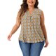thumbnail image 1 of Top de talla grande para mujer sin mangas con estampado floral, blusa de tirantes con cuello en V, camisetas 1X marrón, 1 of 5