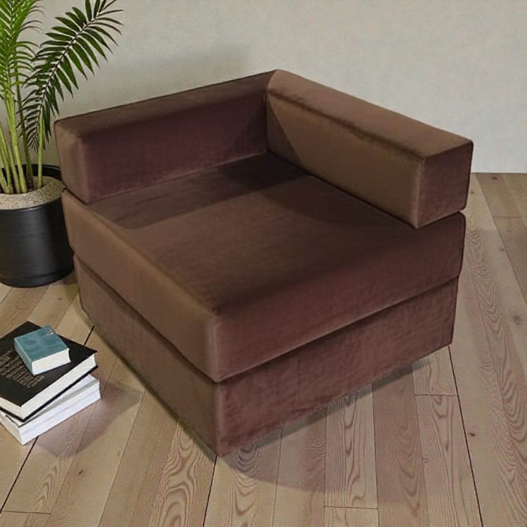 Diseños Valestrini - Sofa Cama Arkos En Felpa Chocolate