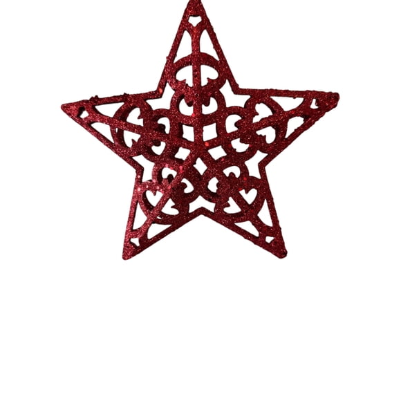 Estrella Navideña con Glitter 20cm roja