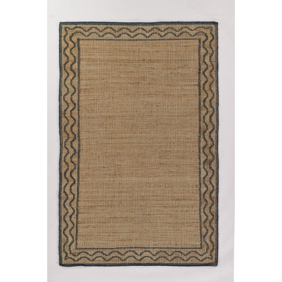 Alfombra Momeni ORC-1 SLATE con estampado de bloques en yute y lana