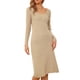 thumbnail image 1 of INSPIRE CHIC Vestido Midi Elegante para Mujeres con Cuello en V y Mangas Largas - Perfecto para Cualquier Ocasión M Beige, 1 of 6
