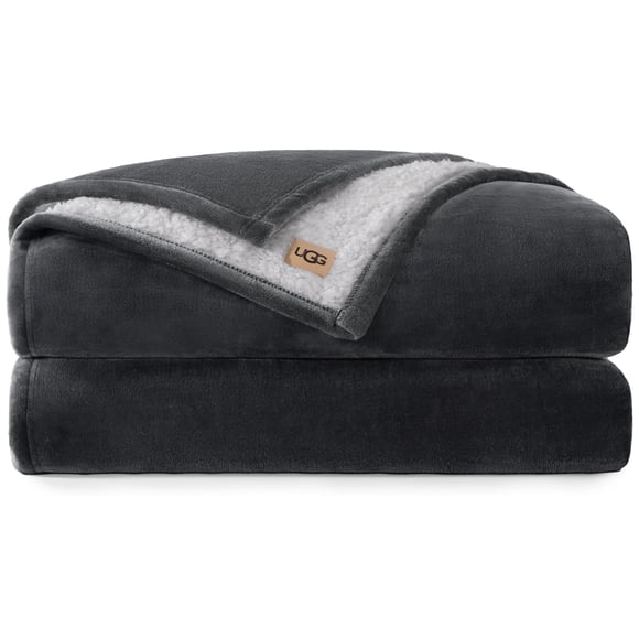 Manta UGG Nita Full/Queen - Forro polar de felpa (228 x 228 cm), color gris