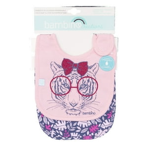 Bambino - Set 2 Babero Algodón Impermeable Azul Tigresa Niña