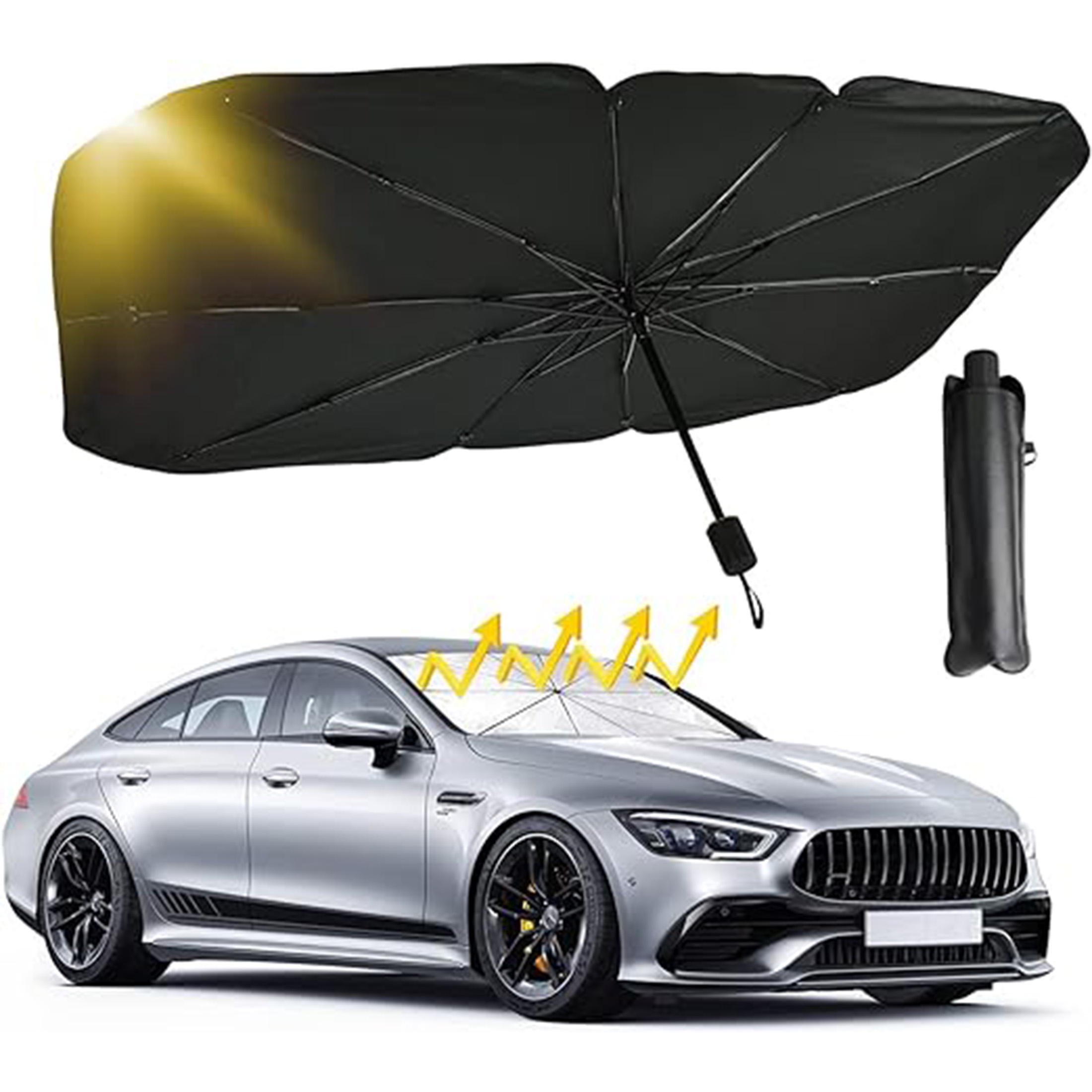 Veat00L - Parasol Para Parabrisas De Coche, Parasol Para Auto Con Protección Uv, Parasol Plegable Para Coche, Para Camiones, Coches, Camionetas, Sedanes, Suv (79Cm X 140Cm)