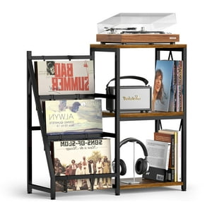 Soporte Para Tocadiscos Y&M Con Almacenamiento De Vinilo, 3 Niveles, 200 Álbumes