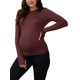 thumbnail image 1 of INSPIRE CHIC Camiseta de maternidad ajustada elástica de manga larga con agujeros para los pulgares, cuello redondo, camiseta de yoga para embarazo, talla S, rojo oscuro, 1 of 6