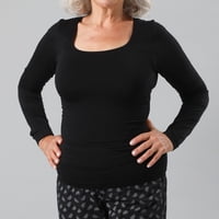 Camiseta Manga Larga Cuello Cuadrado Flores Mujer 4070-2