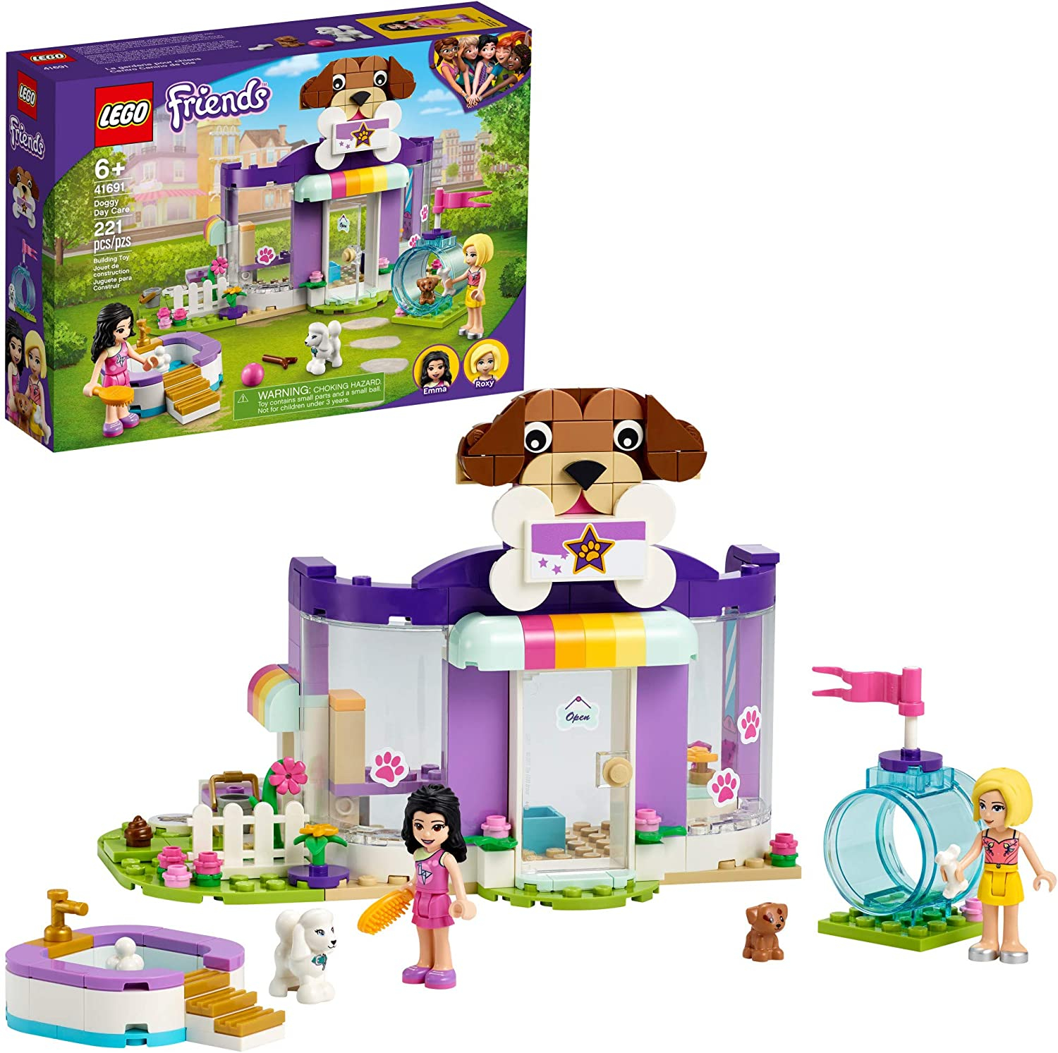 Lego Friends Doggy Day Care 41691 Building Kit; Birthday Gift For Kids, Comes With 2 Mini-Dolls And 2 Toy Dog Figures, New 2021 (221 Pieces)