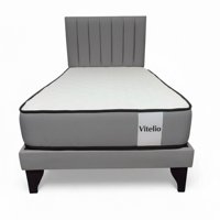 Vitelio - Cama Plaza Y Media Gris + Colchon 1 5 Plazas