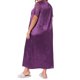 thumbnail image 3 of Camisón de Talla Grande para Mujer de Agnes Orinda, Vestido de Dormir Largo de Satén con Encaje, Escote en V Hueco y Manga Corta, 3X Púrpura, 3 of 6