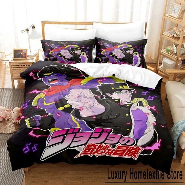 Fashion ed Cartoons JoJo's Bizarre Adventure three-piece Bedding Set Adult Kid Bedroom Duvet cover Sets Home Textiles Bed Sheets