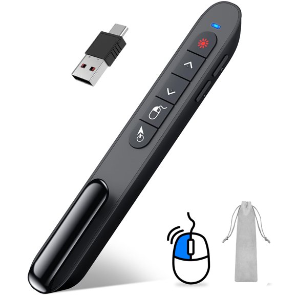 Controlador de presentación DINOSTRIKE USB‑A/USB‑C inalámbrico