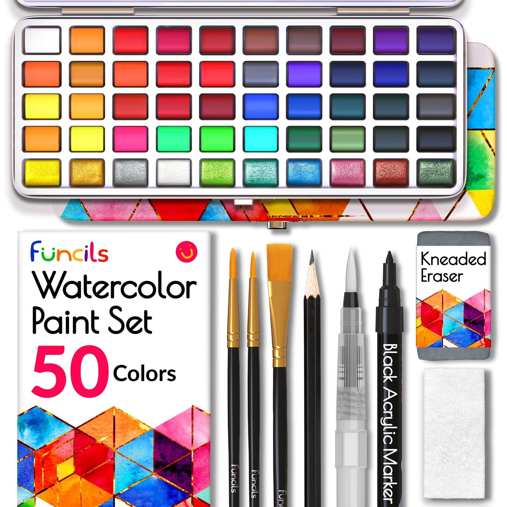 Set De Pintura Acuarela Funcils 50 Acuarelas De Viaje Con Pincel