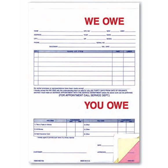 Formulario Donkey Auto Products 22 x 29 cm, paquete de 100, 3 partes