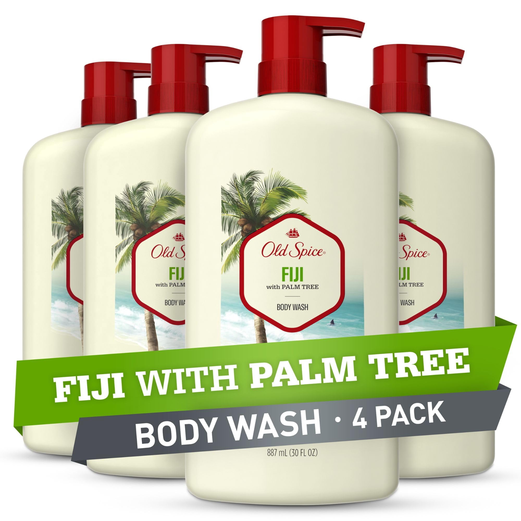 Gel De Baño Old Spice Fiji Con Aroma A Palmera, 750 Ml (paquete De 4)
