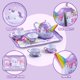 thumbnail image 3 of Set para fiesta de té JOYIN, tetera de hojalata morada con forma de unicornio para niños, 3 of 8